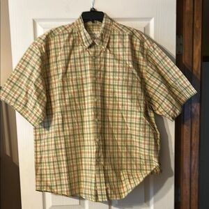 Eddie Bauer Men's Plaid Short Sleeve Shirt Green/Red Size L